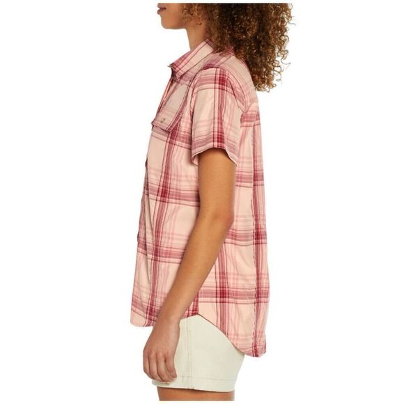 NEW Eddie Bauer Adventure Shirt Women’s Large Short Sleeve Pink White Plaid NWT - Picture 3 of 15